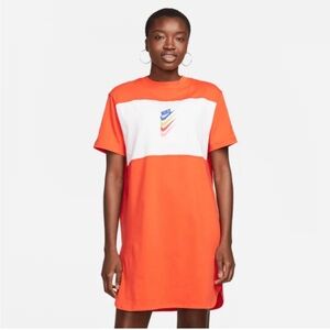 NWOT Women’s Orange Nike Sportswear DNA T-Shirt Dress, Size Small